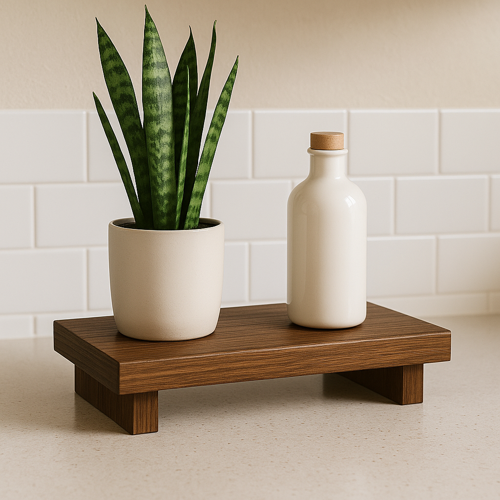 ChatGPT Image Jul 22, 2025, 02_00_25 PM "Smooth polished walnut wood riser showcasing ceramic figurines"